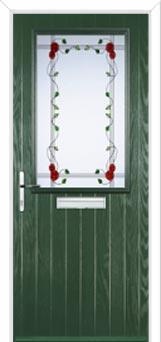 Cottage Half Glazed Mackintosh Rose Composite Front Door in Green
