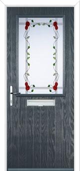 Cottage Half Glazed Mackintosh Rose Composite Front Door in Anthracite Grey