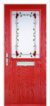 Cottage Half Glazed Mackintosh Rose Composite Front Door in Poppy Red
