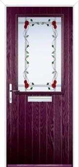 Cottage Half Glazed Mackintosh Rose Composite Front Door in Purple Violet