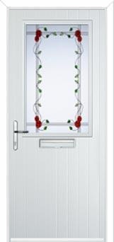 Cottage Half Glazed Mackintosh Rose Composite Front Door in White