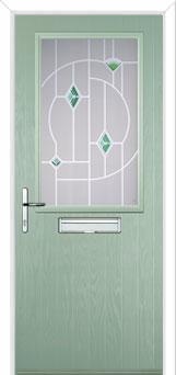 Cottage Half Glazed Murano Composite Front Door in Chartwell Green