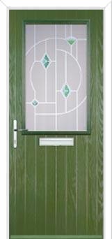 Cottage Half Glazed Murano Composite Front Door in Fern Green