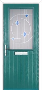 Cottage Half Glazed Murano Composite Front Door in Turquoise Blue