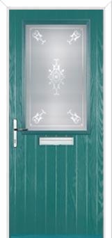 Cottage Half Glazed Staxton Composite Front Door in Turquoise Blue