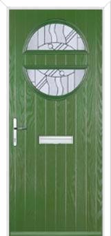 Circle Abstract Composite Front Door in Fern Green