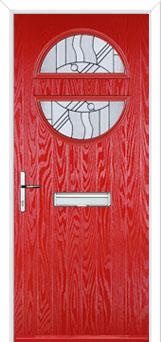 Circle Abstract Composite Front Door in Poppy Red