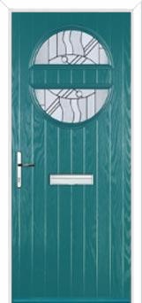 Circle Abstract Composite Front Door in Turquoise Blue