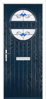 Circle Crystal Bohemia Composite Front Door in Dark Blue