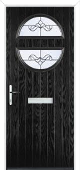 Circle Crystal Bohemia Composite Front Door in Black