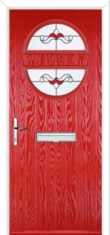 Circle Crystal Bohemia Composite Front Door in Poppy Red