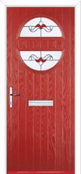 Circle Crystal Bohemia Composite Front Door in Red