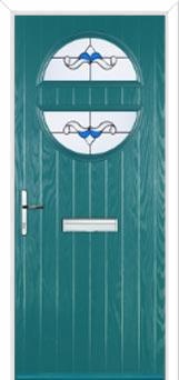 Circle Crystal Bohemia Composite Front Door in Turquoise Blue