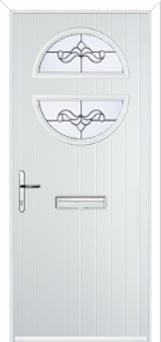 Circle Crystal Bohemia Composite Front Door in White