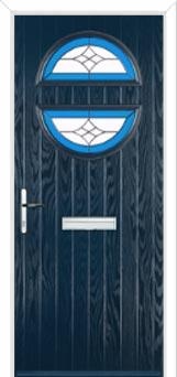 Circle Crystal Harmony Composite Front Door in Dark Blue