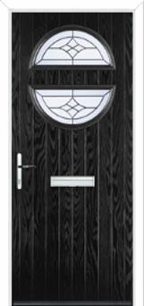 Circle Crystal Harmony Composite Front Door in Black
