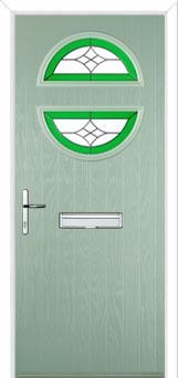 Circle Crystal Harmony Composite Front Door in Chartwell Green