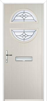 Circle Crystal Harmony Composite Front Door in Cream