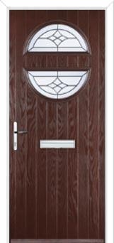 Circle Crystal Harmony Composite Front Door in Darkwood