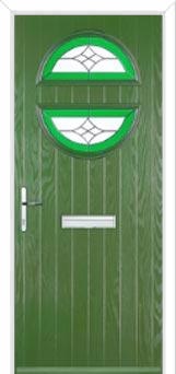 Circle Crystal Harmony Composite Front Door in Fern Green