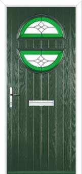 Circle Crystal Harmony Composite Front Door in Green
