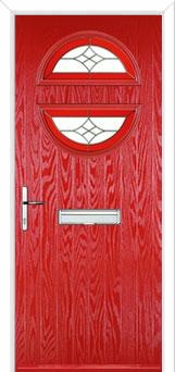 Circle Crystal Harmony Composite Front Door in Poppy Red