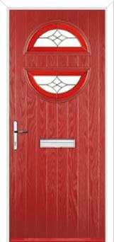 Circle Crystal Harmony Composite Front Door in Red