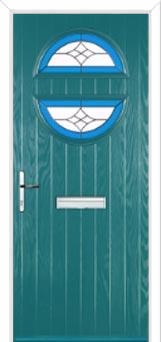 Circle Crystal Harmony Composite Front Door in Turquoise Blue