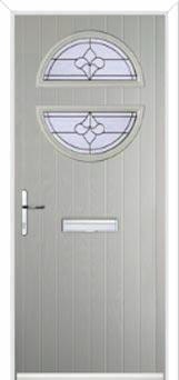Circle Zinc/Brass Art Clarity Composite Front Door in Agate Grey
