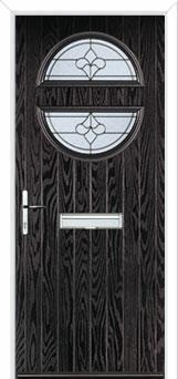 Circle Zinc/Brass Art Clarity Composite Front Door in Black Brown