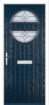 Circle Zinc/Brass Art Clarity Composite Front Door in Dark Blue