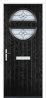 Circle Zinc/Brass Art Clarity Composite Front Door in Black