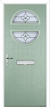 Circle Zinc/Brass Art Clarity Composite Front Door in Chartwell Green