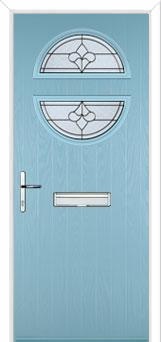 Circle Zinc/Brass Art Clarity Composite Front Door in Duck Egg Blue