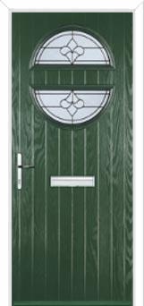 Circle Zinc/Brass Art Clarity Composite Front Door in Green