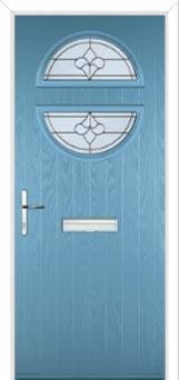 Circle Zinc/Brass Art Clarity Composite Front Door in Pastel Blue