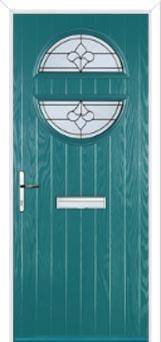 Circle Zinc/Brass Art Clarity Composite Front Door in Turquoise Blue
