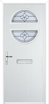 Circle Zinc/Brass Art Clarity Composite Front Door in White