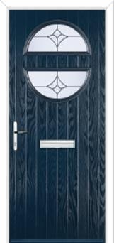 Circle Crystal Tulip Composite Front Door in Dark Blue