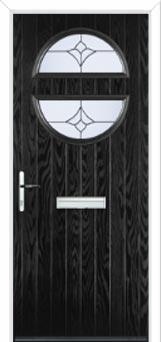 Circle Crystal Tulip Composite Front Door in Black