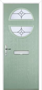 Circle Crystal Tulip Composite Front Door in Chartwell Green