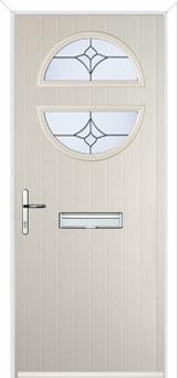 Circle Crystal Tulip Composite Front Door in Cream