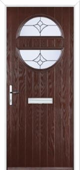 Circle Crystal Tulip Composite Front Door in Darkwood