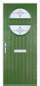 Circle Crystal Tulip Composite Front Door in Fern Green