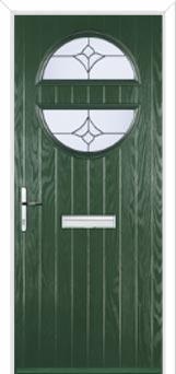 Circle Crystal Tulip Composite Front Door in Green