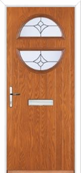 Circle Crystal Tulip Composite Front Door in Oak