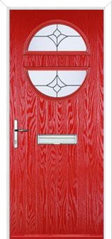 Circle Crystal Tulip Composite Front Door in Poppy Red