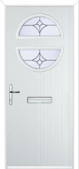 Circle Crystal Tulip Composite Front Door in White