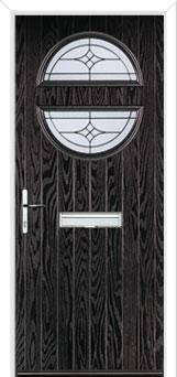 Circle Elegance Composite Front Door in Black Brown