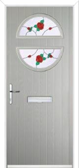 Circle English Rose Composite Front Door in Agate Grey
